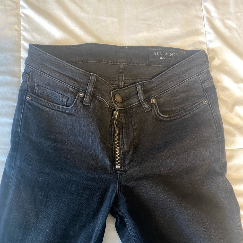 ALL SAINTS ZIPPER FRONT DETAIL MOTO JEANS